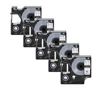 NexusDrive 5Pcs Black On White IND Compatible With Flexible Nylon Label Tape Compatible with 18488 18489 Universal Fit 12mm(5PK Vinyl White)