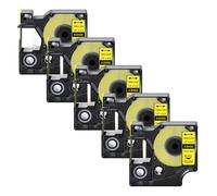 NexusDrive 5Pcs Black On White IND Compatible With Flexible Nylon Label Tape Compatible with 18488 18489 Universal Fit 12mm(5PK Nylon Yellow)
