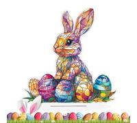 Nexusectar Easter Bunny Decorations, Acrylic 2D Spring Seasonal - Table Decorations with Eggs and Spring Rabbits - for Shelf Sideboard Sill Dining Room Party