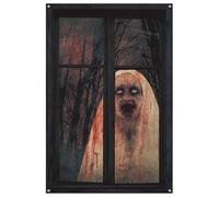 Nexusectar Halloween Window Cover Poster, Halloween Window Silhouette | Halloween Scary Nun Cover | Spooky Photo Backdrop, Strange Party Background