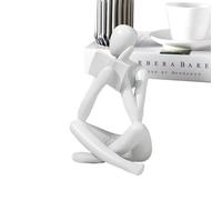 Nexusectar Reading The Thinking Statue - 8.5 x 6 x 11.5 cm Reading Sculpture, White Shelf Decorations, Abstract Style White Figure Reading Book Modern Home Decor for Living Room Bookshelf Decorations