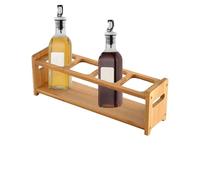 Nexusectar Wooden Oil Bottle Holder - 32x8x10cm 4-Hole Tabletop Display Stand, Multifunctional Storage Rack | Anti-Slip Seasoning Organizer For Kitchen Countertop Cabinet Supplies Cooking Storage