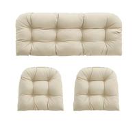 NexusGlow 3Pcs Garden Cushion Set 110x48cm Patio Seat Backrest Pads, UV-Resistant Outdoor Bench Cushions for Rattan Sofa, Loveseat & Swing Seat Waterproof (Beige)