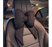 NexusGlow Car Neck Pillow Cute Bow Tie Car Neck Pillow for Driving Plush Headrest Cervical Support, Neck Cushion for Home, Chair and Car Interior Decoration, Black
