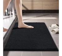 NexusGoods Non Slip Chenille Bath Mat, Soft & Super Absorbent, Machine Washable Quick Dry for Bathroom Shower (Black,60x90cm)