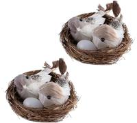 NexusPulse 2 Set Simulation Bird Nest with Bird and Eggs Decor, Fake Foam Feather Birds, Artificial Birds, for DIY Craft Tree Decoration Artificial Plants and Flowers, Home Decor, Decorations