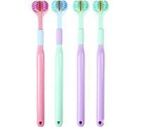 NexusPulse 4 Pcs 3-Sided Toothbrush, Soft Bristle Toothbrush for Comprehensive Care of Teeth and Gums, Oral Care for Adults and Youth (Blue, Green, Pink, Purple)