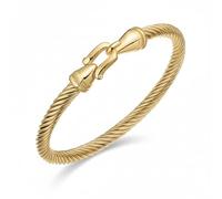 NEXUSS Gold Cable Wire Bangle Bracelet for Women - Adjustable Twisted Rope Cuff with Hook Clasp, Minimalist Stainless Steel Fashion Jewelry Gift for Her