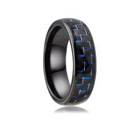 NEXUVELL Carbon Fiber Inlay RFID Ring Ceramic Epoxy ID T5577/IC CUID(GEN2) Chip Rewritable Clone 125kHz/13.56mHz Access Control Lock KeyCards Ring (IC CUID(GEN2) Chip, Black-Blue Fiber, US#8)