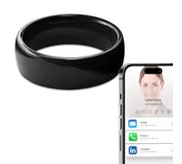 NEXUVELL Ceramic Digital Business Card Ntag215 Chip Ring Touch To Share for Bussiness NFC Tags Ring Quick Commands Emergency Information (US#8)