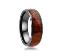 NEXUVELL Koa Wood Band Inlay RFID Smart Ring Ceramic Epoxy Black/Gold Plated ID T5577/IC CUID(GEN2) Chip Rewritable Clone 125kHz/13.56mHz Access Control KeyCards Ring (ID T5577 Chip, Black, US#12)