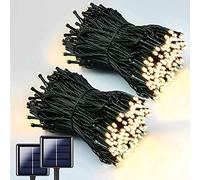NEXVIN 2Pack Solar Christmas Fairy Lights, 72ft/22M 200 LED Outdoor String Lights, 8 Modes Waterproof Solar Christmas Lights for Garden, Party, Holiday, Tree, Yard, Patio, Xmas Decoration - Warm White