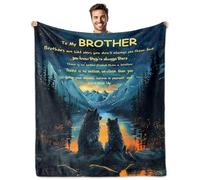 NEXVSGL Brother Gifts Blanket 60 * 50" for Valentines Day Christmas Fathers Day, Best Birthday Gifts for Adult/Big Brother Blanket with Heartwarming and Inspiring Messages and Wolf Printed