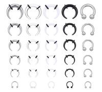 Neyauo 30 Pcs Septum Pincher Tapers 16G 14G 12G 10G 8G 6G Septum Stretching Kit Acrylic Stainless Steel Horseshoe Septums Rings C Shape Septums Piercing Jewelry Nose Ear Cartilage Ring for Women Men