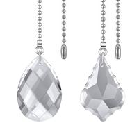 Neyauo 4Pcs Crystal Ceiling Fan Pull Chains 2" Glass Decorative Fan Pull Chain Pendant with 20" Extension Chains and Connector Crystal Fans Pulls Decorative for Bathroom Toilet Light Ceiling