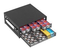 NEYCIL Coffee Pod Holder For Counter, 3 Pull-Out 72 K-Cup Holder Drawer, Wooden Cafe Pods Storage Organizer with Sliding Drawers for Coffee Station, Home, Kitchen, Office, Dorm, Black