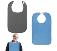 Neyeau 2 PCS Adult Bibs for Elderly Washable, Reusable, Anti-Fouling Adult Bib, 45×75cm Dining Clothing Protectors, for Adult Elderly and Disabled, Dark Blue, Gray