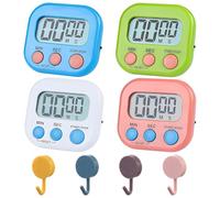 Neyeau 4-Pack Kitchen Timers - Cooking & Baking Timers with 4 Small Hooks for Kids, Sports & Study Training