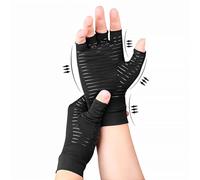 Neyeau Copper Arthritis Gloves to Alleviate Hand Pain, Swelling, Muscle Soreness - Fingerless Carpal Tunnel Gloves for Women & Men - Black, Size M