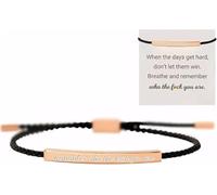 Neyeau Remember Who The You Are Motivational Strength Bracelet for Women Adjustable Handmade Hand Braided Clasp String Bracelet Engraved Inspirational Quote for Family Friends Women Girls Pink