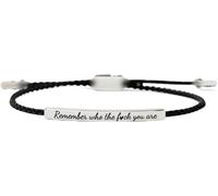 Neyeau Remember Who The You Are Motivational Strength Bracelet for Women Adjustable Handmade Hand Braided Clasp String Bracelet Engraved Inspirational Quote for Family Friends Women Girls Black