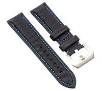 NEYENS 20MM 22MM 24MM 26MM Carbon Fibre Nylon Canvas Watch Strap For Panerai Hamilton TAG OMEGA HEUER Men's Wrist Watch Band Bracelet(Black blue Silver,24mm)