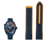 NEYENS 20mm 22mm Nylon Rubber Watchband For Omega SEAMASTER PLANET OCEAN Men Deployant Clasp Strap Watch Accessorie Silicone Watch(Blue orange,22mm)