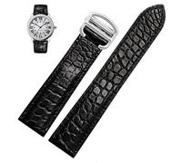 NEYENS 20mm Genuine Leather Bracelet Women's Watch Strap，For Cartier Watch Tank Key London Calibo Upgrade Replacement Leather Strap(Black silver,17mm)