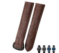 NEYENS 21mm 20mm 22mm Cow Leather Watch Strap for Omega Seamaster 300 Speedmaster Watch Bands(Brown brown black,21mm)