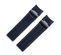 NEYENS 22x20mm DIVER and MARINE Waterproof Soft Silicone Rubber Watchband Wrist Watch Band Belt For Ulysse Nardin Strap Folding Buckle(Black blk Link)