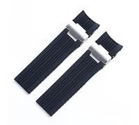 NEYENS 22x20mm DIVER and MARINE Waterproof Soft Silicone Rubber Watchband Wrist Watch Band Belt For Ulysse Nardin Strap Folding Buckle(Blk Silver Link)