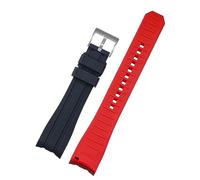 NEYENS Double color For Rolex Citizen Seiko Silicone Strap Men Watch Accessories Arc Mouth Watchband Bracelet Watch Belt 20mm 22mm Watchbands(Black red silver,20mm)