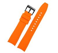 NEYENS For Rolex Longine Citizen BN0193 curved interface silicone watchband strap 19mm 20mm 22mm 21 Man Soft Bracelet accessories(Orange black,22mm)