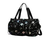 NEYENS Gym Yoga Sport Dance Bag for Girl Boy Graffiti Letters Printing Travel Fitness Siwmming Dry Wet Waterproof Crossbody Deffle Bag(Black)