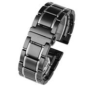 NEYENS Luxury Ceramic And Stainless Steel 20mm 22mm Black Gold Strap For Men Women Watch Strap Bracelet Wristband(Black X silver,22mm)