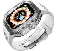 NEYENS Luxury Transparent Watch Cases+Silione Watch Band Mod Kit，For Apple Watch Ultra 8 49mm 45mm 44mm，Metal Clasp Bands Conversion Kit，For Iwatch Series 8/7/6/5/4/SE Series Accessories(E,45MM)