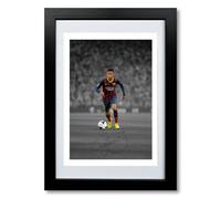 Neymar Junior Jr Signed Photo Poster Print Picture Display Autograph Memorabilia for football fans Gift Paris Saint Germain PSG Barcelona Brazil Santos (Barcelona A4 framed & mounted)