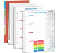 NEYSA A5 6 Holes Binder Weekly Planner Refill Kit, 80 Sheets with Stickers | Undated Weekly Planner insert paper,Index Stickers and dividers, Today bookmark ruler,Pockets for refillable Notebook