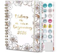 NEYSA A5 Diary 2026 Week to View -Jan - Dec 2026 (12 months) - Weekly Monthly Academic Planner With Pen Loop, Plan Stickers,Monthly Tabs, Back Pocket,Spiral Bound, 1 Week On 2 Pages(White)