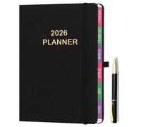 NEYSA Diary 2026 A5 Page Per Day, Hardcover Daily Planner Organized from January-December 2026 with Pen, Monthly Tabs, Bookmark, Pen Loop-21×14 cm