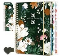 NEYSA Diary 2026 A5 Week to View Jan -Dec 2026 (12 Months) Spiral Bound Academic Planner with Self-adhesive pen loop,Ruler Bookmark, Monthly tabs & Stickers