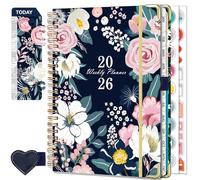 NEYSA Diary 2026 A5 Week to View Jan -Dec 2026 (12 Months) Spiral Bound Academic Planner with Self-adhesive pen loop,Ruler Bookmark, Monthly tabs & Stickers