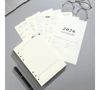 NEYSA Diary 2026 Refill Day per Page, Jan to Dec 2026,Extra Annual Monthly Overview, Notes, Contact, 6 Hole, Page a Day Academic Daily Planner Inserts for A5 Organizer/Binder (A5 Refill)