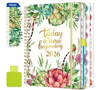 NEYSA Diary 2026 Week to View - A5 Academic Diary Jan -Dec 2026 (12 Months) Teacher Planner with Self-adhesive pen loop, Ruler Bookmark & Stickers(Grass green)