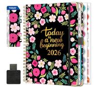 NEYSA Diary 2026 Week to View - A5 Academic Diary Jan -Dec 2026 (12 Months) Teacher Planner with Self-adhesive pen loop, Ruler Bookmark & Stickers (Red)