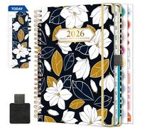 NEYSA Diary 2026 Week to View A5 Academic Diary January-December 2026 (12 Months) Planner with Self-adhesive pen loop, Ruler Bookmark & Stickers (BLACK)