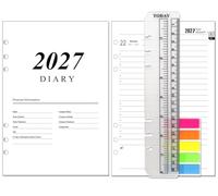 NEYSA Diary 2027 Refill Day per Page 6 Hole, Jan to Dec 2027 for Filofax A5