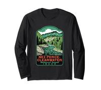 Nez Perce Clearwater National Forest Idaho Retro Art Long Sleeve T-Shirt