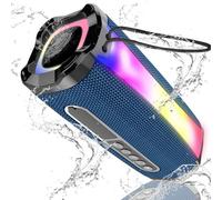 neza Portable Bluetooth Speakers, 20W HD Loud Stereo Sound Wireless Speaker, 18H Playtime Bluetooth 5.1 Speaker with RGB Flashing Lights, IPX7 Waterproof Speakers for Travel/Home/Outdoors, Blue