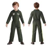 nezababy Fighter Jet Pilot Costume Children's Pilot Outfit Army Military Aviator Onesie Boy Halloween Carnival Fancy Dress